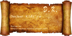 Decker Klára névjegykártya