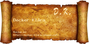 Decker Klára névjegykártya